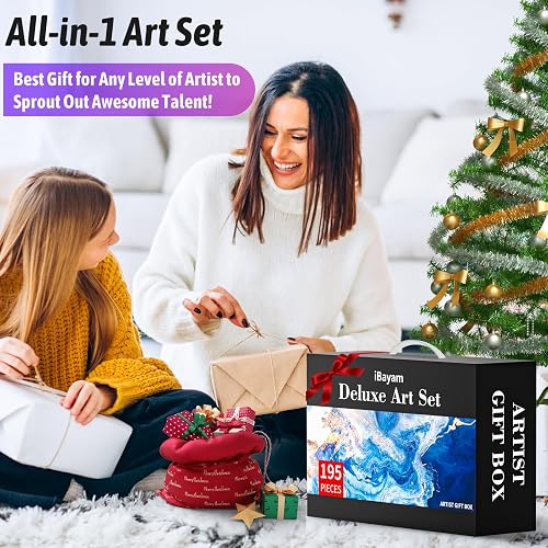 iBayam Gifts for Kids Teens Girls Women, 195-Pack Arts and Crafts Supplies for Adults Kids, Art Kits Paint Set for Acrylic Oil Watercolor Canvas Ceramic Rock Eggs Egg Tempera, Easter Basket Stuffers thumbnail 4