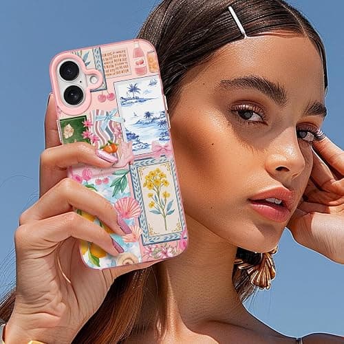 Jefonha Compatible with iPhone 17 Case Cute Aesthetic for Women Girls, Classic Retro Italian Lemon Flowers Vintage Collage Phone Case, Shockproof Protective Cover thumbnail 7