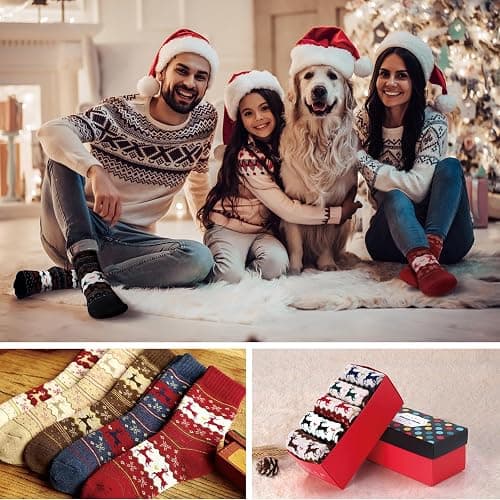 ICEIVY Socks Women, Soft Knit Wool Winter Thick Warm Cabin Fuzzy Crew Women Socks 5 Pack thumbnail 5