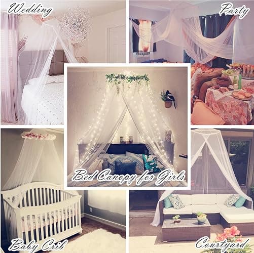 Eimilaly Bed Canopy Mosquito Net, Bed Canopy for Girls Room Decor - Insect Protection Hanging Canopy for Adults, Babies, Outdoor Camping, Blue/Single Door thumbnail 6