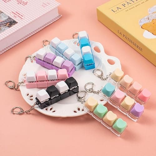 2 Pcs Blue Keyboard Clicker Fidget Toy, Loud Keyboard Fidget Toy for Adult, 4 Keys Anxiety Toy Keyboard Keychain for Stress Relief Pass Time thumbnail 2