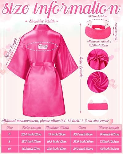 Jecery 5 Pack Spa Robes Set for Party Gift Sleepover Slumber Birthday Party Squad Robe DIY Silk Satin Bathrobes with Headband thumbnail 2
