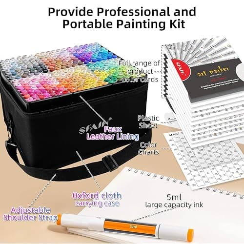 SFAIH Alcohol Markers Brush & Chisel Tip 321 Set - Dual Tip Professional Artist Markers for Adult Coloring Books, Illustration, Manga, Animation, Architecture Sketching - Refillable Ink thumbnail 5