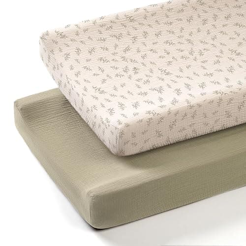 lulumoon Muslin Changing Pad Covers: Baby Cotton Changing Table Covers - Soft Changing Pad Sheets for Boys Girls - Autumn Leaf - Image 1