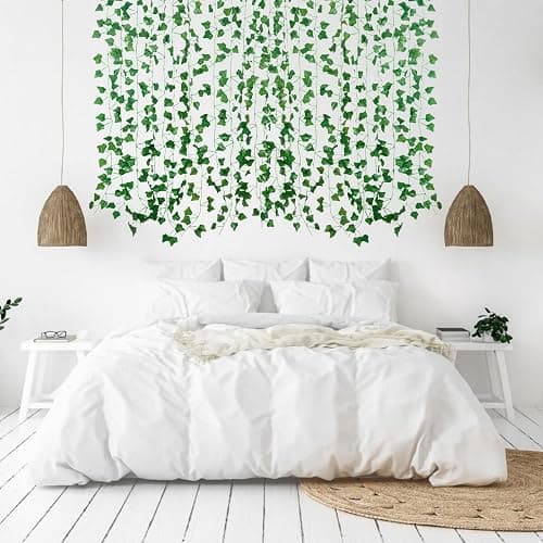 Freyalife Fake Vines for Room Decor(12 Pack 84 Feet) Aesthetic Artificial Plant Ivy Leaves Hanging Greenery Garlands for Home Bedroom Wall Wedding Christmas Party Office Patio Outdoor Garden Décor thumbnail 5