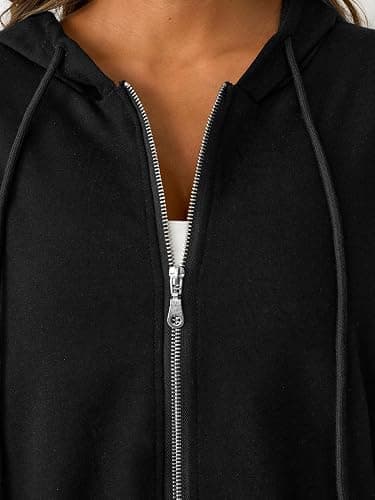 SOFIA'S CHOICE Cropped Zip Up Hoodie Women Long Sleeve Crop Sweatshirts Jackets thumbnail 5
