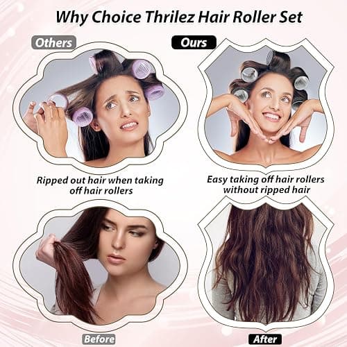 Thrilez 56PCS Hair Curlers Rollers with 5 Sizes 55mm 48 mm 40 mm 32 mm 25mm Jumbo Large Medium Small Rollers for Long Medium Short Thick Fine Lift Curler Volume, Hair Roller Set for DIY Hairdressing thumbnail 5