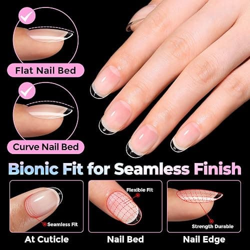 UNA GELLA Oval Gel Nail Tips Short 15 Sizes Full Cover Pre-Etched 300PCS | Easy DIY Salon Oval Almond Press On Nails, Snug Fit & Long-Lasting Hold for Daily Wear, Home DIY Salon thumbnail 3