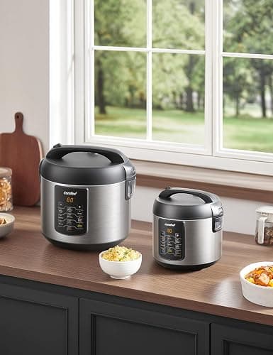 COMFEE' Compact Rice Cooker, 6-in-1 Stainless Steel Multi Cooker, Slow Cooker, Steamer, Saute, and Warmer, 2 QT, 8 Cups Cooked(4 Cups Uncooked), Brown Rice, Quinoa and Oatmeal, 6 One-Touch Programs thumbnail 7