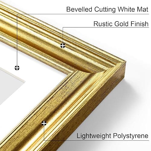 Vittanly 5x7 Picture Frames Set of 2, Ornate Vintage Photo Frame for Wall or Tabletop, Display 4x6 Pictures with Mat or 5x7 without Mat, Rustic Gold thumbnail 5