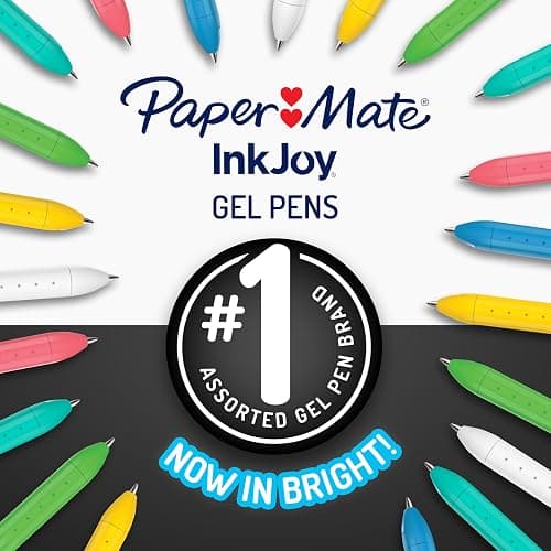 Paper Mate InkJoy Gel Bright Pens, Medium Point (0.7mm), Retractable, Assorted Brighter Colors, 10 Count - Colorful Office Supplies, Journaling, Doodling thumbnail 3