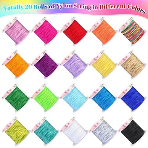 Nylon String for Bracelets, Cridoz 20 Rolls Chinese Knotting Cord Nylon Beading Thread for Kumihimo, Braided Bracelets, Beading, Necklaces, Macrame Craft, Wind Chime, Jewelry Making thumbnail 3