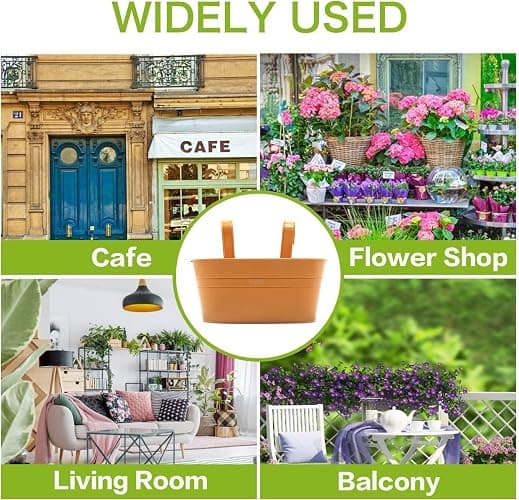 KAHEIGN 4 Pièces Métal Pots de Fleurs Suspendus, 27,5CM Grands Pots deFleurs Seau à Fleurs Suspendu avec Crochet Amovible pour Balcon Clôture Jardin Maison Décor (4 Couleurs) thumbnail 7