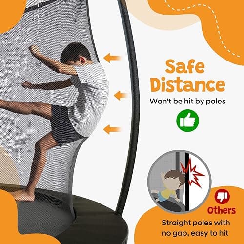 Seray 10FT 12FT 14FT Recreational Trampoline with Enclosure Net and Ladder and Anti-Rust Coating, ASTM Approved Trampoline Outdoor for Kids and Adults Outdoor Yard Trampolines thumbnail 5