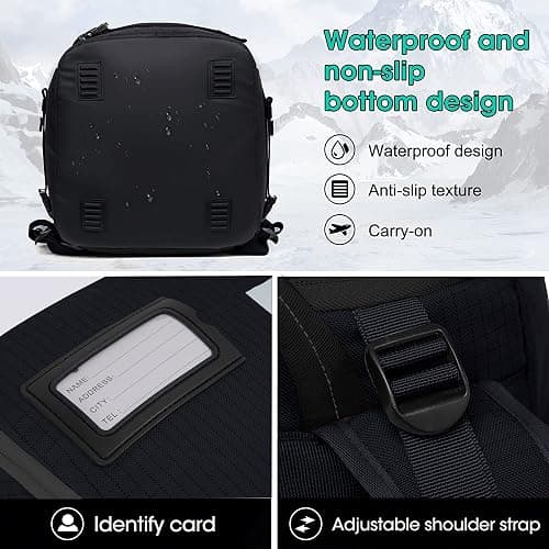 SEMSTY Ski Boot Bag, 55L/70L Waterproof Ski and Snowboard Boots Travel Backpack for Skis, Snowboard, Ski Helmet, Goggles, Gloves & Accessories thumbnail 5