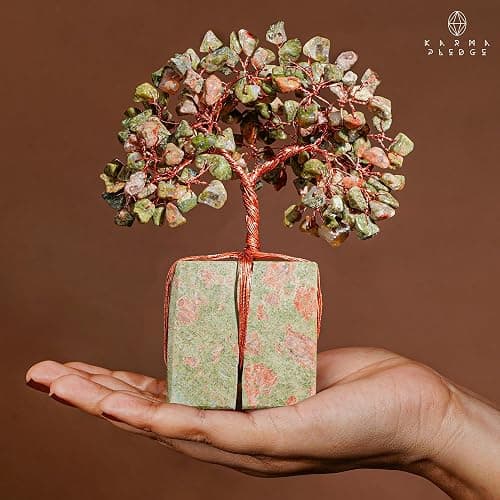 Crystal Tree for Birthday Gifts for Women, Handmade Raw Crystal Base Unakite Chakra Healing Crystal Tree of Life for Positive Energy, Money, Good Luck, Christmas Décor, Home and Office Decor thumbnail 7