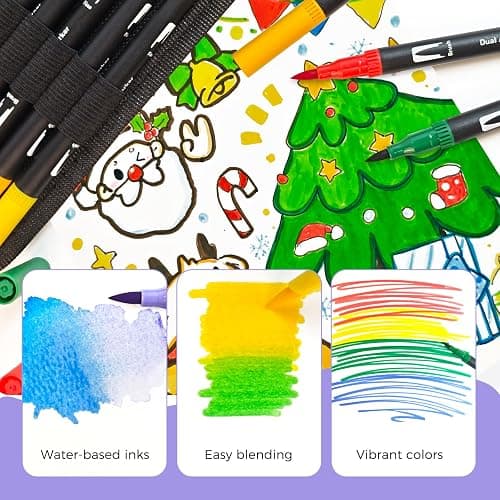 Artecho 72 Colors Markers for Adult Coloring Books, Dual Tip Markers for School, Fine and Brush Tip for Adults Coloring Books, Calligraphy, Drawing, Sketching thumbnail 5