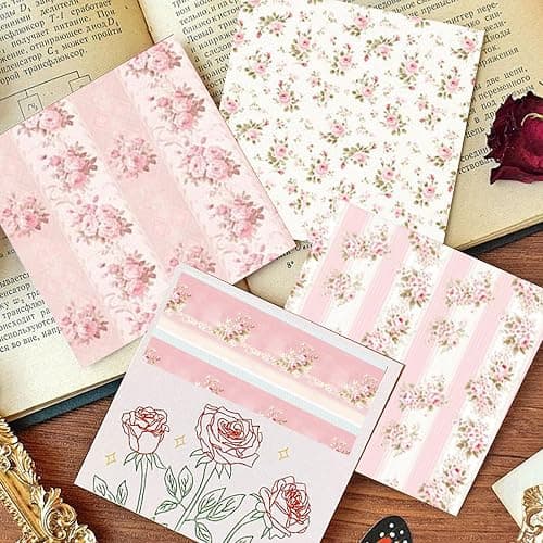 Floral Scrapbook Paper, Vintage Floral Garden Craft Sheets, 24 Pages/24 Unique Designs Double-Sided Origami Art Supplies, Pink Scrapbook Materials for DIY Cards, Journals, Album Decor, 12"x12" Inch thumbnail 6