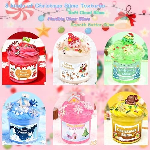 Christmas Stocking Stuffers for Kids-6 Pack Fluffy Slime Set, Xmas Gift Toys Kit, Party Favors, Goodie Bag fillers, Halloween Slime, Classroom Rewards for Teens Girls Boys Ages 4 5 6 7 8 9 10 11 12 thumbnail 3