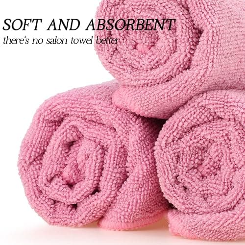 Panelee 36 Packs of Bleach Proof Towels Microfiber Absorbent Salon Towels Bleach Resistant Salon Hand Towels for Gym, Bath, Spa, Shaving, Shampoo, Home Hair Drying, 16 x 28 Inches (Pink) thumbnail 4