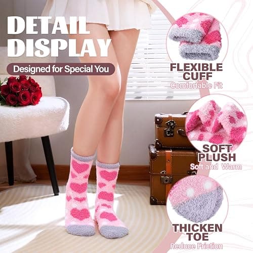 Anlisim Fuzzy Socks for Women, Soft Comfy Cozy Fluffy Thick Winter Warm Fleece Slipper Socks thumbnail 5