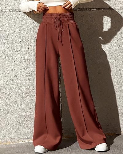 BTFBM Womens Wide Leg Sweatpants Casual Loose Solid Color Pants Comfy Lounge Joggers Baggy Sweatpants Pockets thumbnail 6