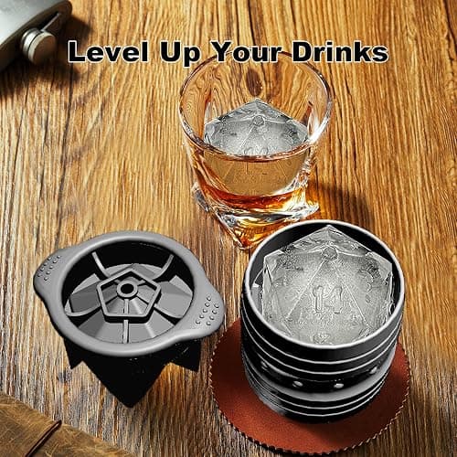 Nax Caki D20 Dice Ice Mold, DND Gamer Gifts for Men Women, Cool Christmas Stocking Stuffers Ideas for Adults TTRGP Lover, Large Silicone D&D Accessories Ice Cube Tray for Cocktails,Bourbon,Whiskey thumbnail 4