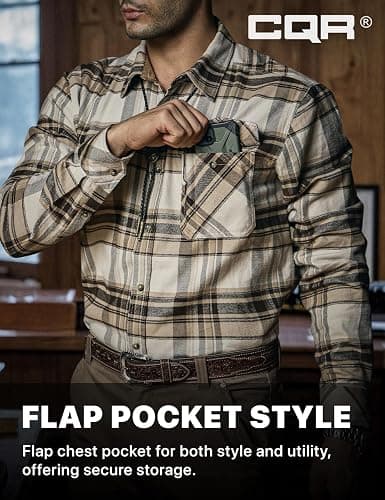 CQR Men's 100% All Cotton Button Down Flannel Shirts, Long Sleeve Brushed Warm Soft Casual Outdoor Plaid Shirt thumbnail 4