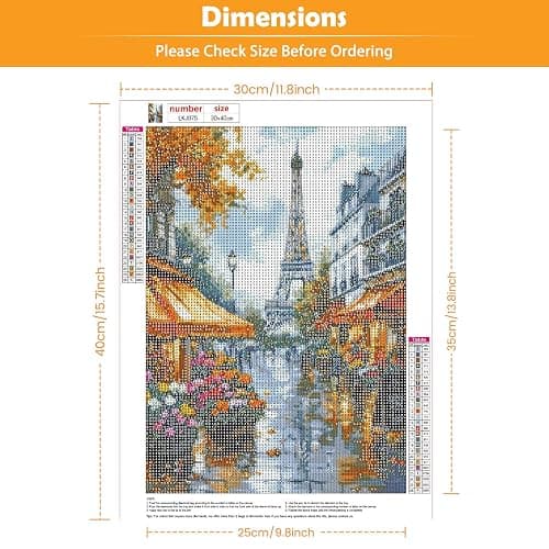 KEYIFA Paris Diamond Art Kits for Adults, DIY Diamond Painting Flower Shop, Round Full Drill, 5D Scenery Diamonds Dots Mosaic Painting, Gem Arts Craft for Home Wall Decor Gifts, 30x40cm thumbnail 7