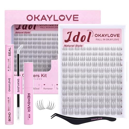 OKAYLOVE Idol Lashes Clusters Kit Clear Band Eyelash Clusters Kit CC Curl 9-16mm Natural Cluster Eyelash Extensions DIY Wispy Individual Lashes with Bond and Seal, Remover, Tweezers for Korean Makeup - Image 1