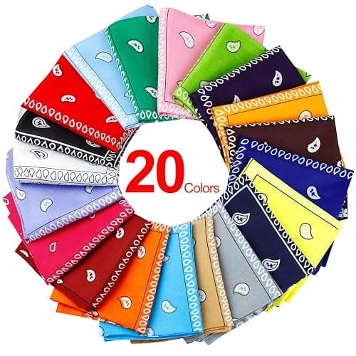 Jeatonge 20 Pcs Bandanas for Women Men Head Scarf Handkerchief 22x22 Inch thumbnail 2