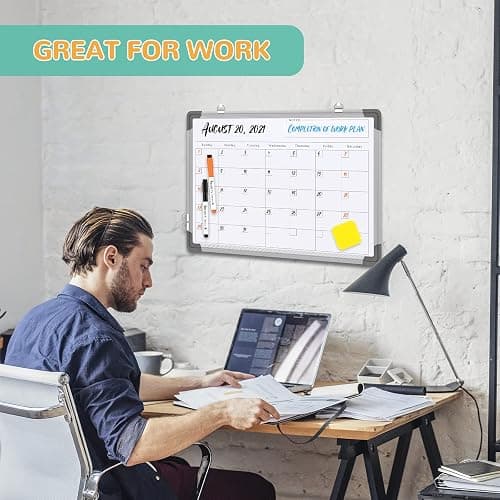 Small Monthly Calendar Dry Erase Whiteboard for Wall, 16" x 12" Magnetic Dry Erase Board, Hanging Double-Sided White Board, Portable Board for Drawing, Kitchen, Planning, Memo, Home, Office thumbnail 2