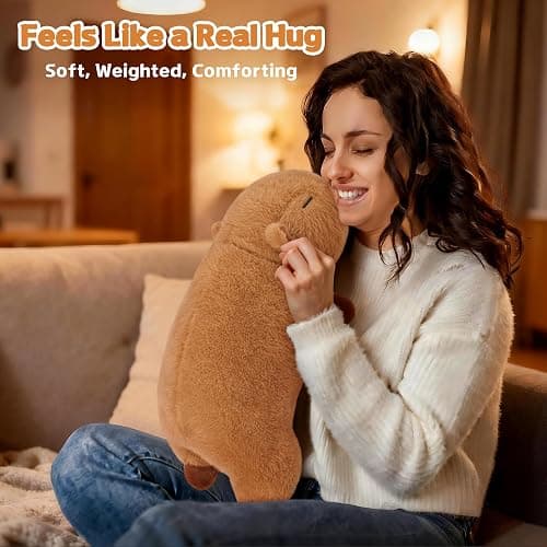 Weighted 17'' Big Capybara Electric Stuffed Animal Heating Pad for Cramps&Menstrual Pain Relief, Weighted 0.9lb Plush Heating Pad,USB Powered Heated for Neck/Back/Shoulder,Gift for Women Wife Girls thumbnail 4
