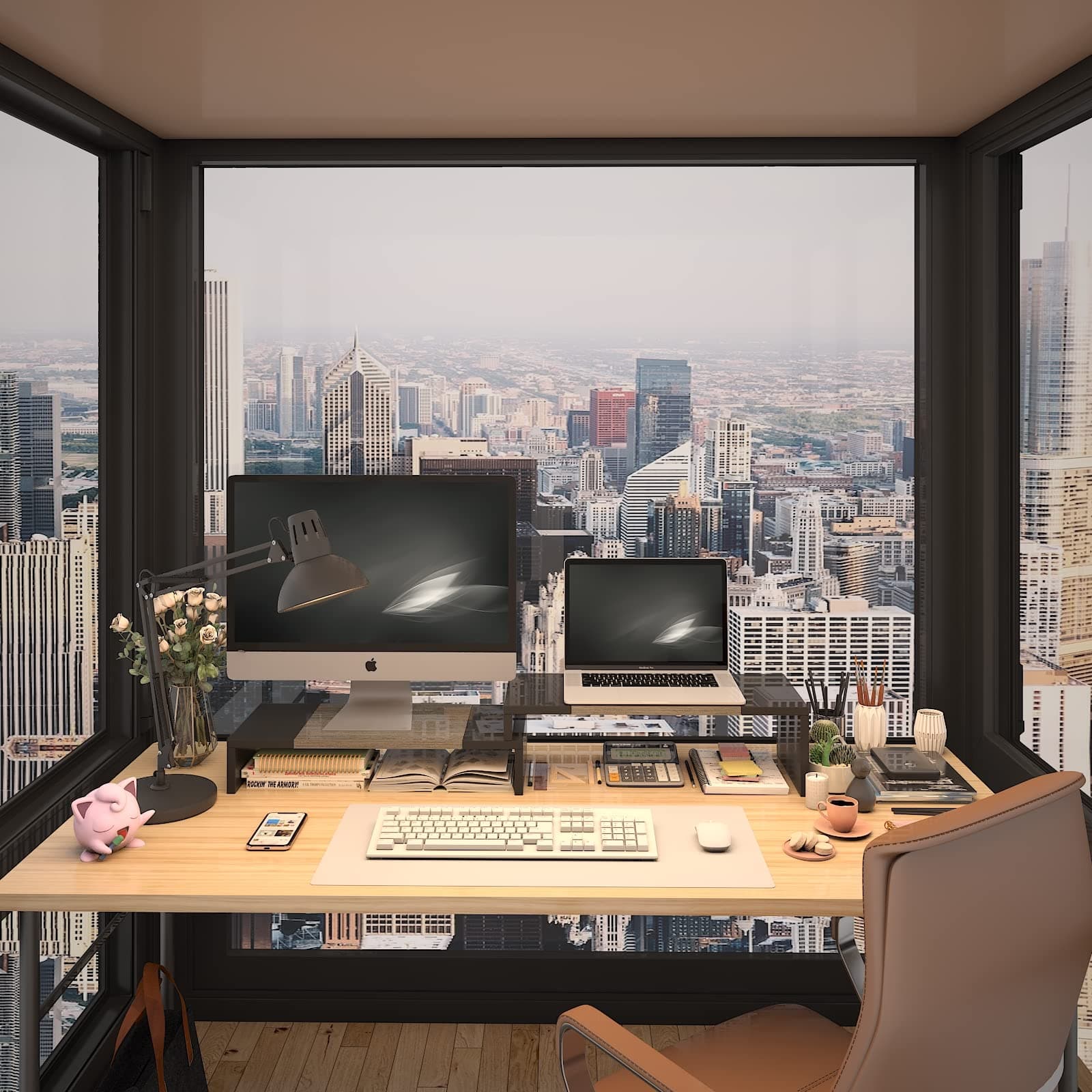 WESTREE Dual Monitor Stand - Monitor Stand Riser - 2 Shelf Computer Monitor Stand with Adjustable Length and Angle, Monitor Stands for 2 Monitors, Desktop Organizer Stand for PC, Computer, Laptop - Gery thumbnail 6