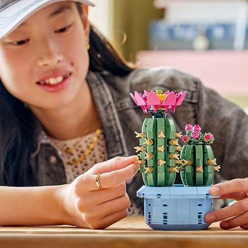 LEGO Botanicals Flowering Cactus - Artificial Potted Plant Set w/ 2 Cacti & Faux Flowers - DIY Bedroom Decor - Birthday Gift for 9+ Year Old Girls & Adult Plant Lovers - 11509 thumbnail 2