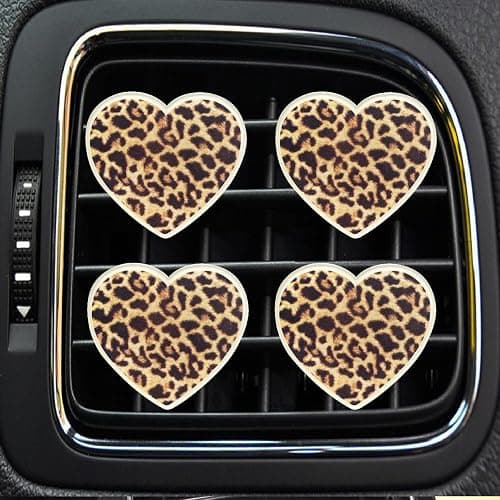 4 Pcs Leopard Print Heart Car Air Fresheners Vent Clips Long Lasting Car Diffuser Vent Clip Interior Decor Charm Decoration Cute Accessories for Women, Auto Accessories, Automotive Air Fresheners thumbnail 2