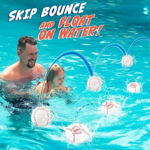Billeeit 4Pcs Water Skipping Balls for Pool Play(Baseball Theme), Water Pool Beach Swim Toys for Kids Ages 4-8, 8-12 and Adults, Include 2 Balls and 2 Discs thumbnail 7