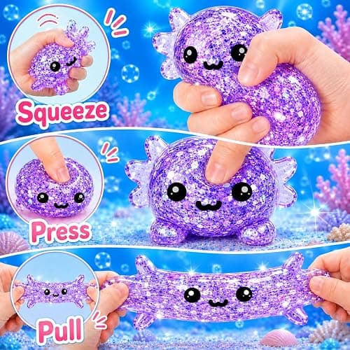 12PCS Axolotl Squishy Toy for Kids,Cute Bulk Axolotl Squishies Fidget Stress Ball Toys Squeeze Set for Kid Girls Boys Birthday Party Favors Gifts thumbnail 5