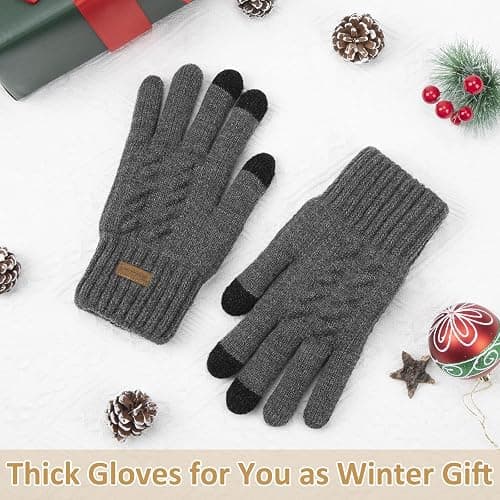 HRUTANE Womens Winter Gloves Cold Weather Warm Knit Touchscreen Fingers Elastic Cuff Soft Lining Thermal Dual Layer Glove thumbnail 7