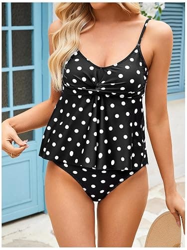 SweatyRocks Women's Floral Print Twist High Waisted Tankini Swimsuit 2 Piece Bathing Suit thumbnail 3