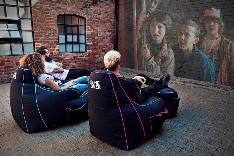 Game Over Chaise Pouf de Jeux Vidéos | Salle de Séjour Intérieure Fauteuil Gamer | Poches Latérales pour Les Manettes | Support de Casque | Conception Ergonomique (Magischer Smaragd) thumbnail 5