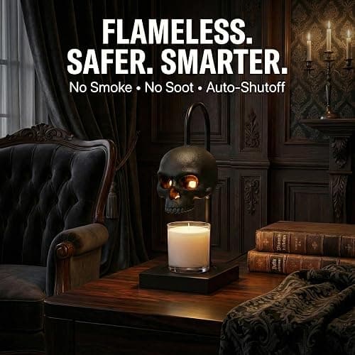 Skull Candle Warmer Lamp with Timer and Dimmer *Candles NOT Included – Black Gothic Candle Lamp Warmer w/Adjustable Height, 2 Light Bulbs – Skull Decor, Goth Gothic Decor Spooky Home & Witchy Gifts thumbnail 7