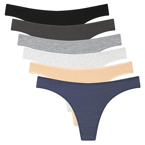 ELACUCOS 6 Pack Women's Thongs Cotton Breathable Panties Bikini Underwear - Image 1