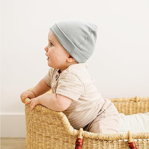 Konssy 6 Pack Baby Beanie Hats for Unisex, Toddler Beanies Baby Girl Boy Hat Warm Cap for Infant, Toddler - Grey - 6-24 Months thumbnail 2