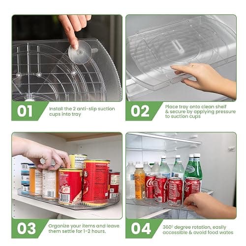 NOSTALGIQ Square Lazy Susan - Refrigerator Lazy Susan Organizer - Rotating Fridge Organizer 16.5x11in thumbnail 9