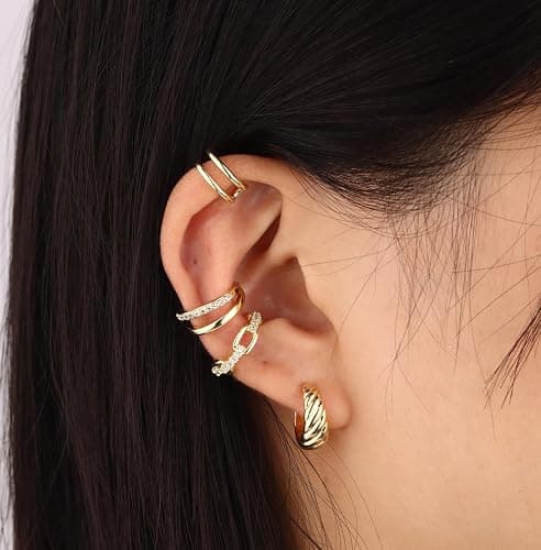 WAINIS 16PCS Ear Cuff Earrings for Women Non Piercing Ear Cuffs Clip On Cartilage Earrings Lightweight Fake Earrings Set thumbnail 5