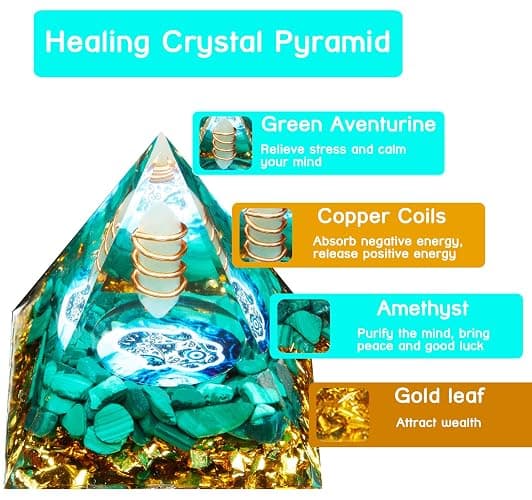 Orgone Pyramid, Small Healing Crystal Pyramid Porstive Energy Generator, Orgonite Pyramid for Resist Stress, Bring Good Luck and Wealth thumbnail 4