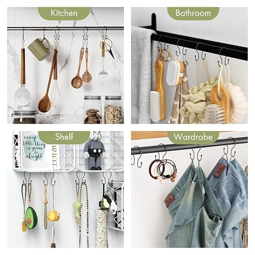 AmazerBath Shower Curtain Hooks Black Shower Curtain Rings, Simple Double Hook Shower Curtain Hooks Rust Proof, Smooth Sturdy Metal Shower Hooks for Shower Curtain Rod, 12 Pcs Shower Rod Hooks thumbnail 8