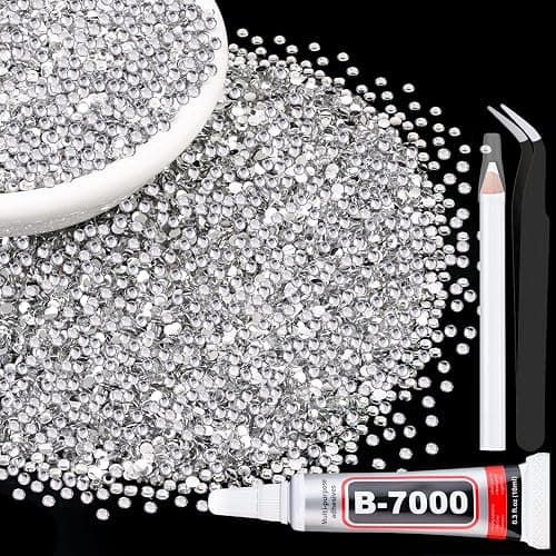 6000Pcs 3mm Resin Rhinestones with 1Pcs 10ml B7000 Jewelry Glue for Crafting, Clear Large Amount Flatback Gems, Bedazzling Crystal Bulk for DIY Crafts Clothing Tumblers Shoes Nail Art Fabric - Image 1