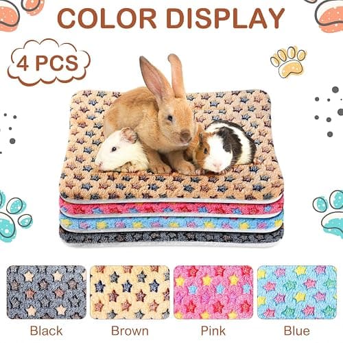 Haull 4 Pcs Waterproof Guinea Pig Bedding Winter Guinea Pig Bed Plush Cage Liners Soft Dog Cat Mat Reversible Winter Cozy Animal Pee Pad Hamster Bed Mat for Bunny(Star,13 x 10 Inch) thumbnail 5